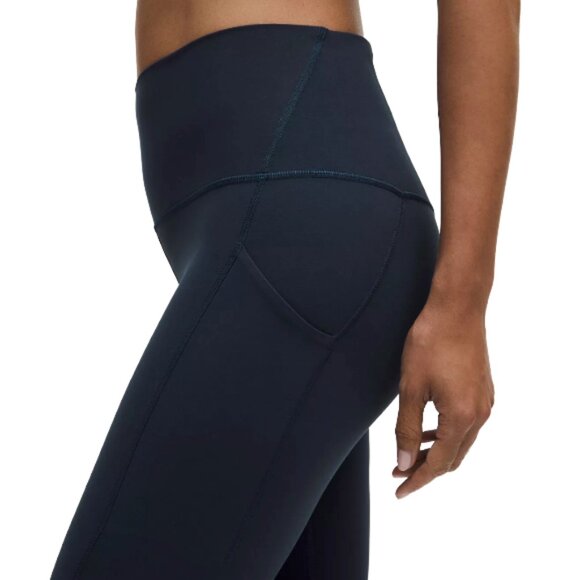 Lululemon High Rise Navy Leggings with Pockets Crop 23" Activewear Yoga Size 2 - Picture 2 of 7